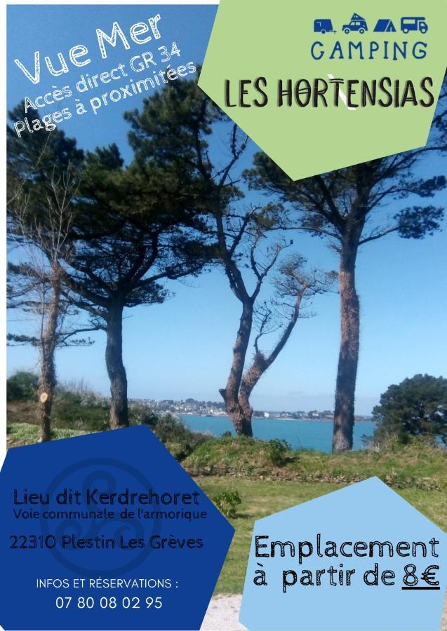 Les Hortensias Grande Tente Familiale Deux Chambres Et Sejour Vue Mer Sur Camping Nature Plestin-les-Greves Exterior photo